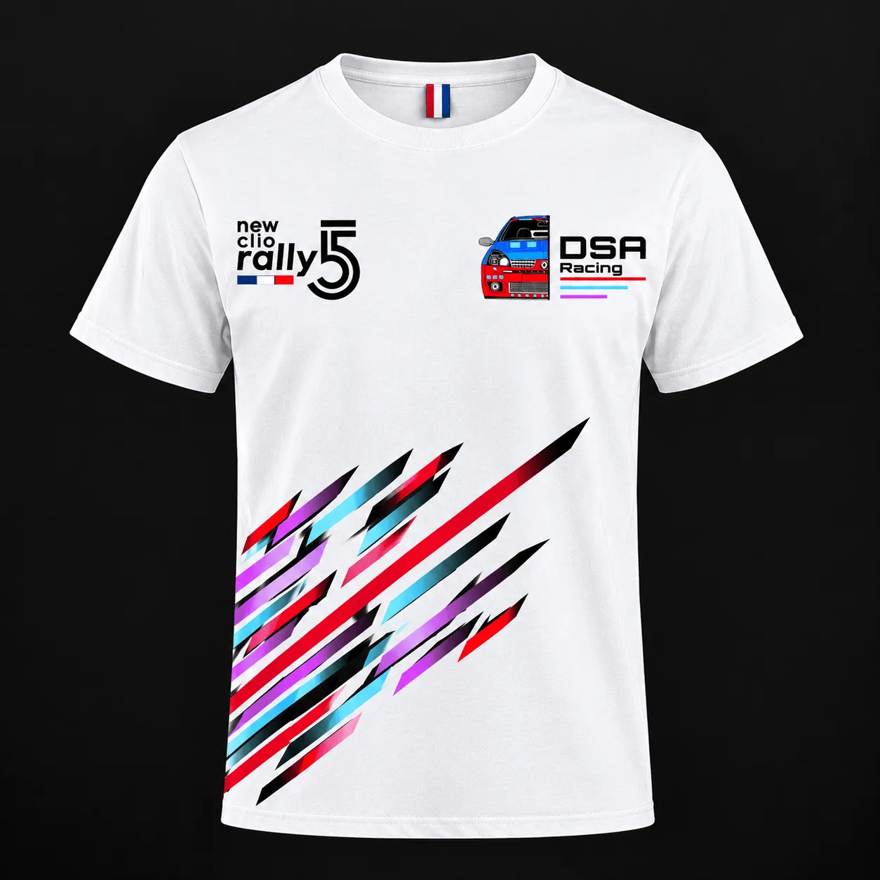 T-shirt DSA Racing blanc, vue de face